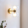 Rossano Up and Down Wall Light in Brass with Clear and Frosted Glass Shades