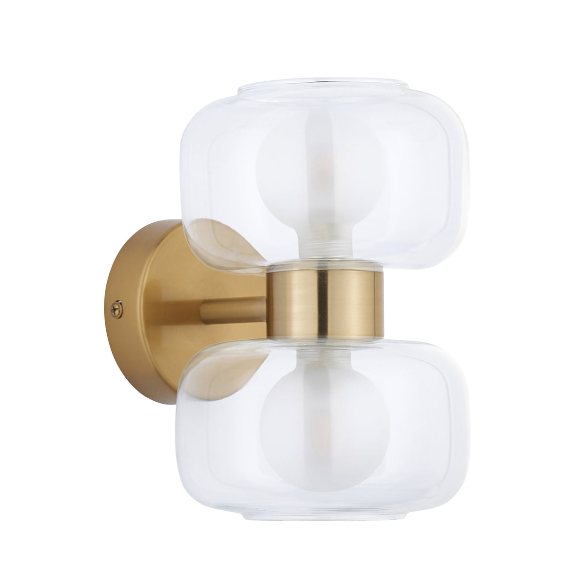 Rossano Up and Down Wall Light in Brass with Clear and Frosted Glass Shades