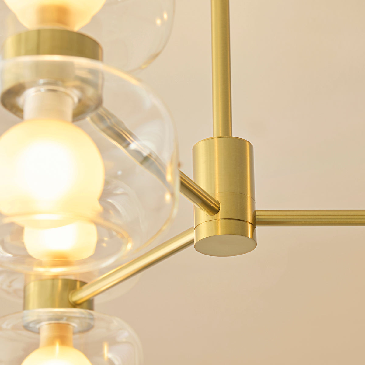Rossano Six Light Semi Flush in Brass with Clear and Frosted Glass Shades