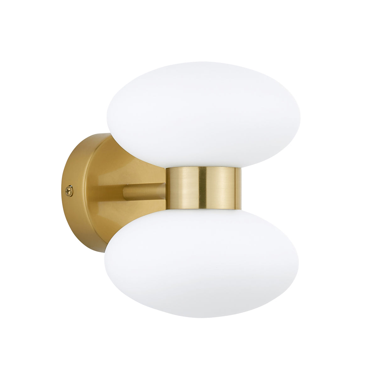 Rossano Up and Down Wall Light in Brass with Opal Glass Shades