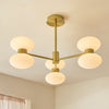Rossano Six Light Semi Flush in Brass with Opal Glass Shades