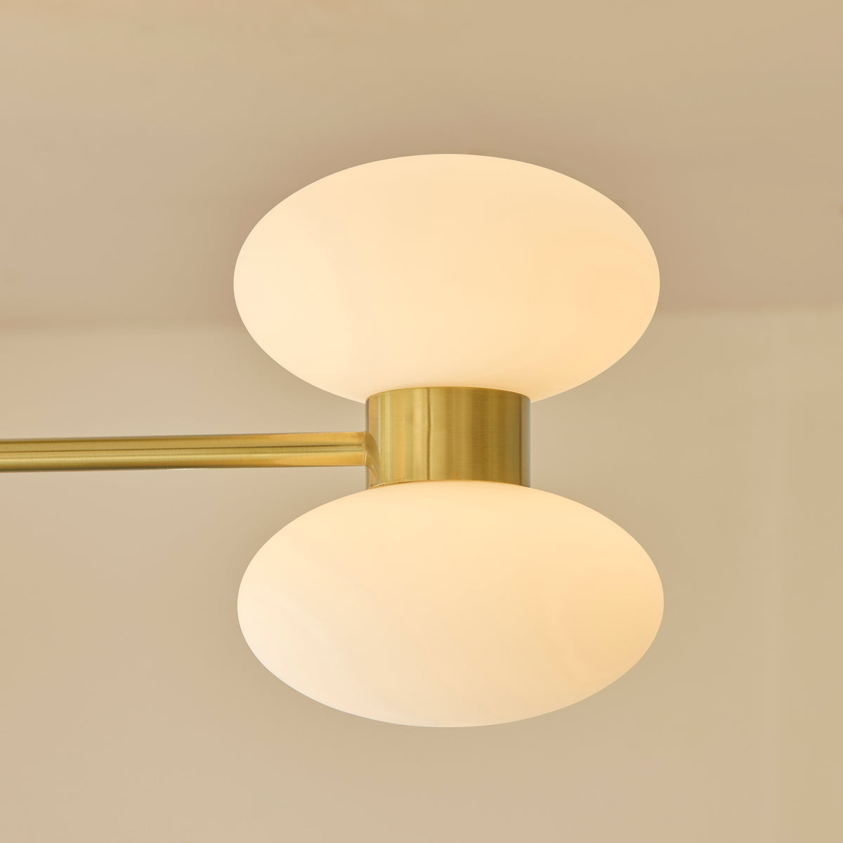 Rossano Six Light Semi Flush in Brass with Opal Glass Shades