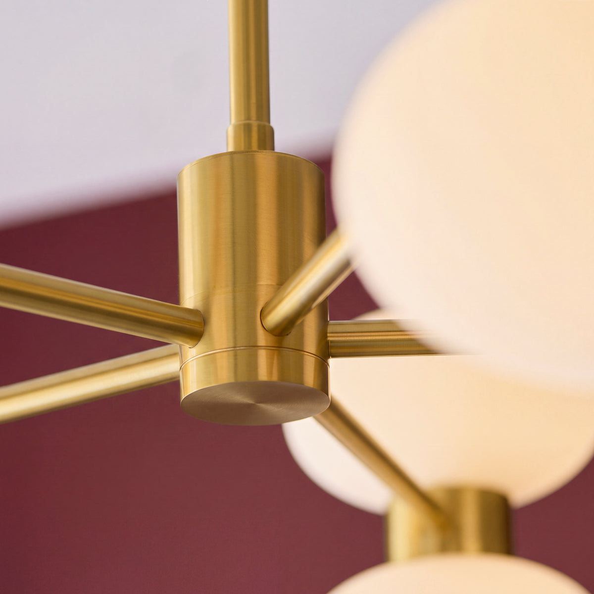 Rossano Ten Light Pendant Chandelier in Brass with Opal Glass Shades