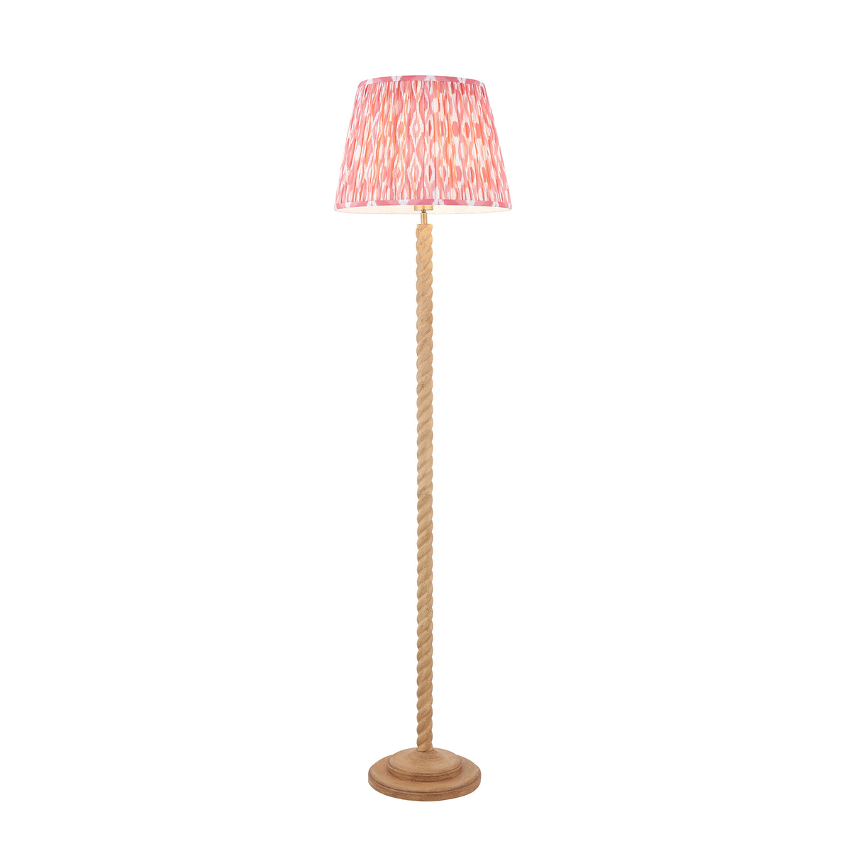 Twist Floor Lamp with Coral Pink 40cm Ikat Shade