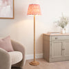Twist Floor Lamp with Coral Pink 40cm Ikat Shade
