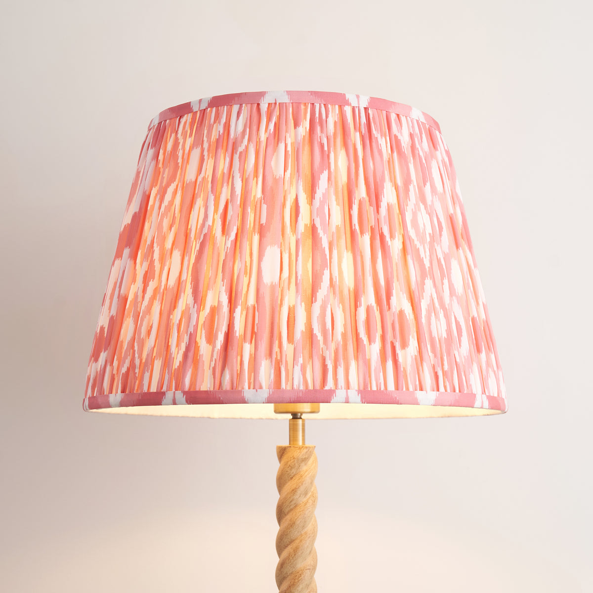 Twist Floor Lamp with Coral Pink 40cm Ikat Shade