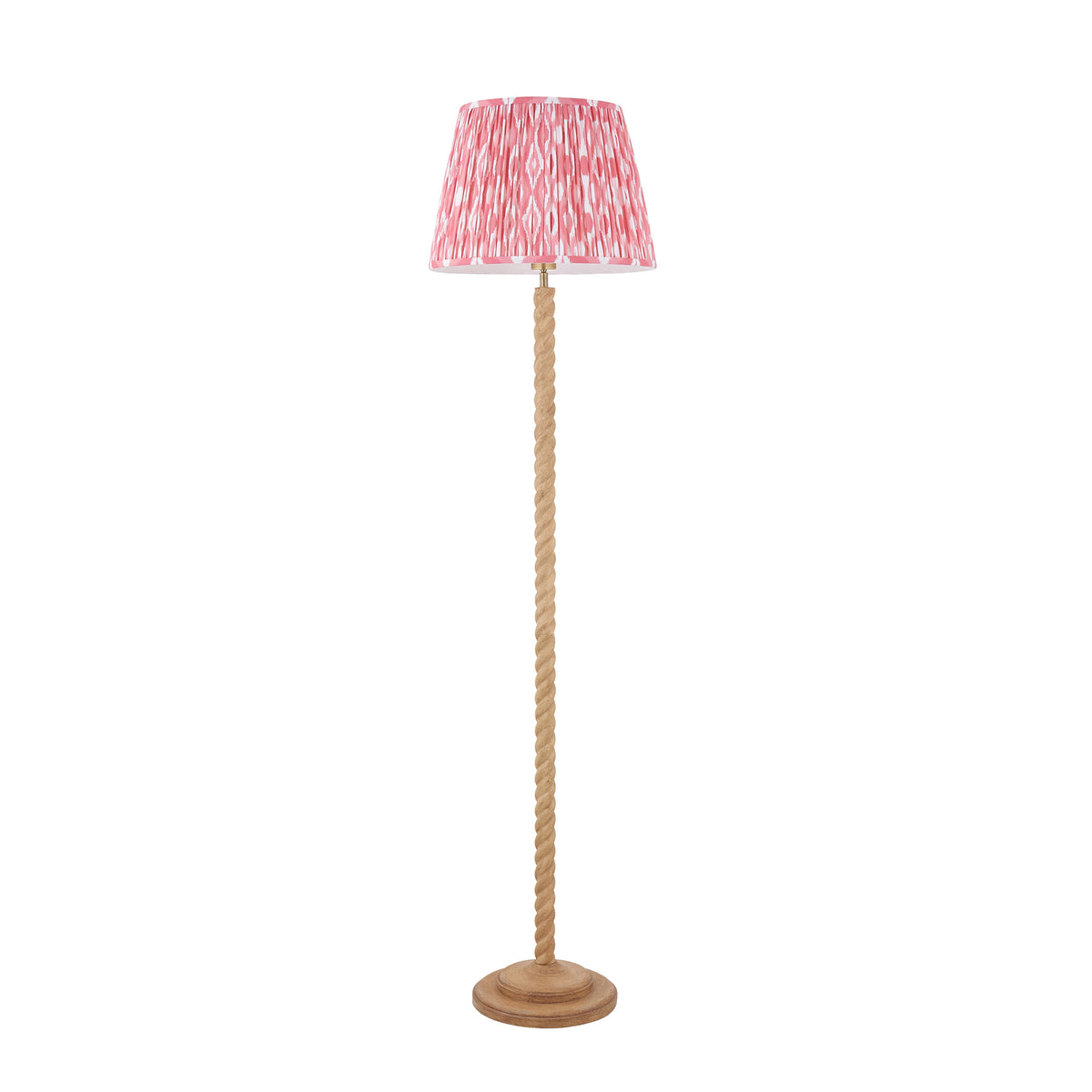 Twist Floor Lamp with Coral Pink 40cm Ikat Shade