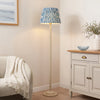 Twist Floor Lamp in Almond White with Marlin Blue 40cm Ikat Shade
