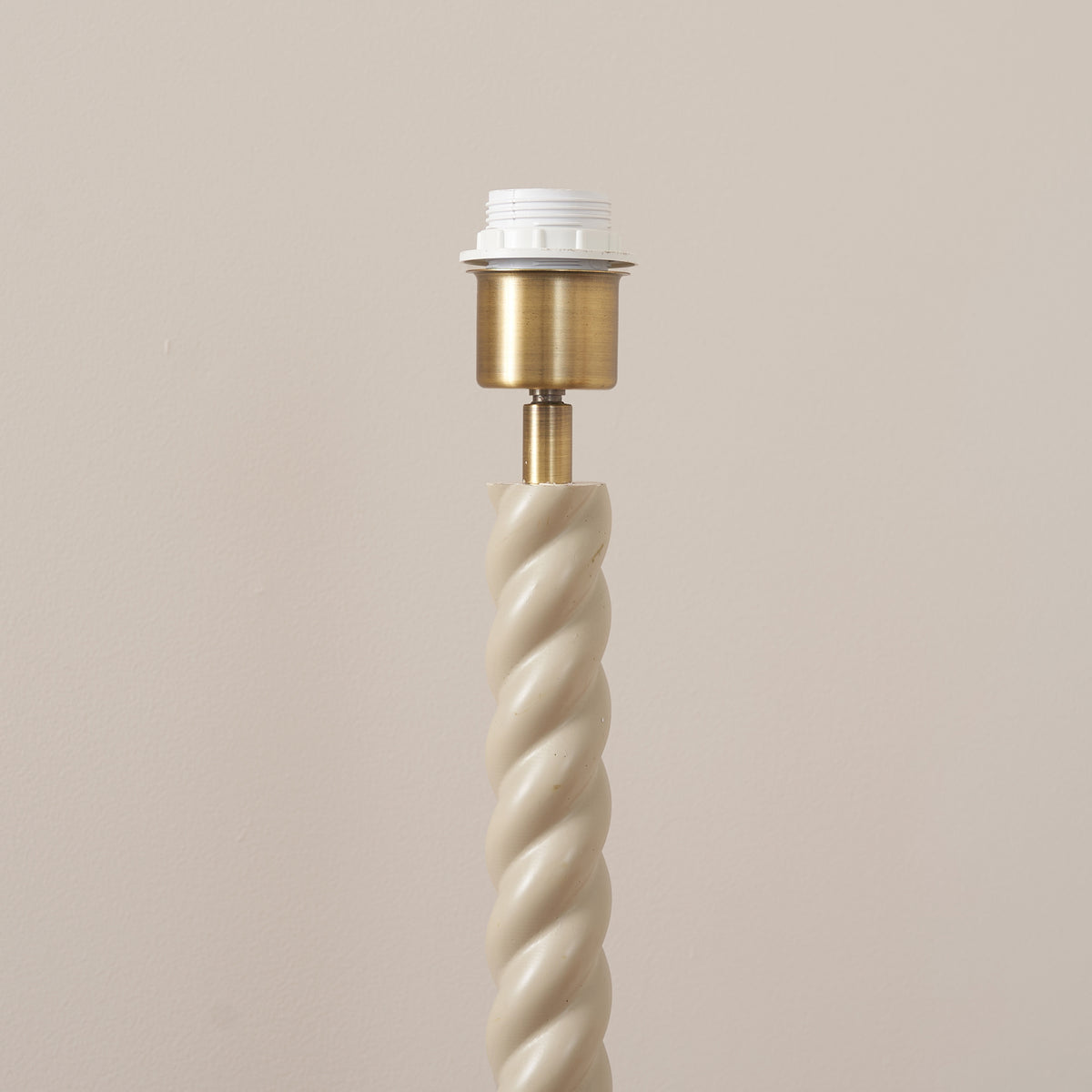 Twist Floor Lamp in Almond White with Marlin Blue 40cm Ikat Shade