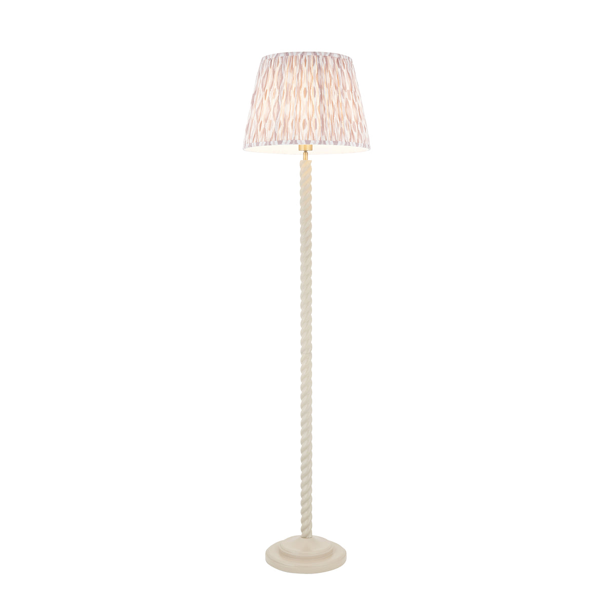 Twist Floor Lamp in Almond White with Natural 40cm Ikat Shade