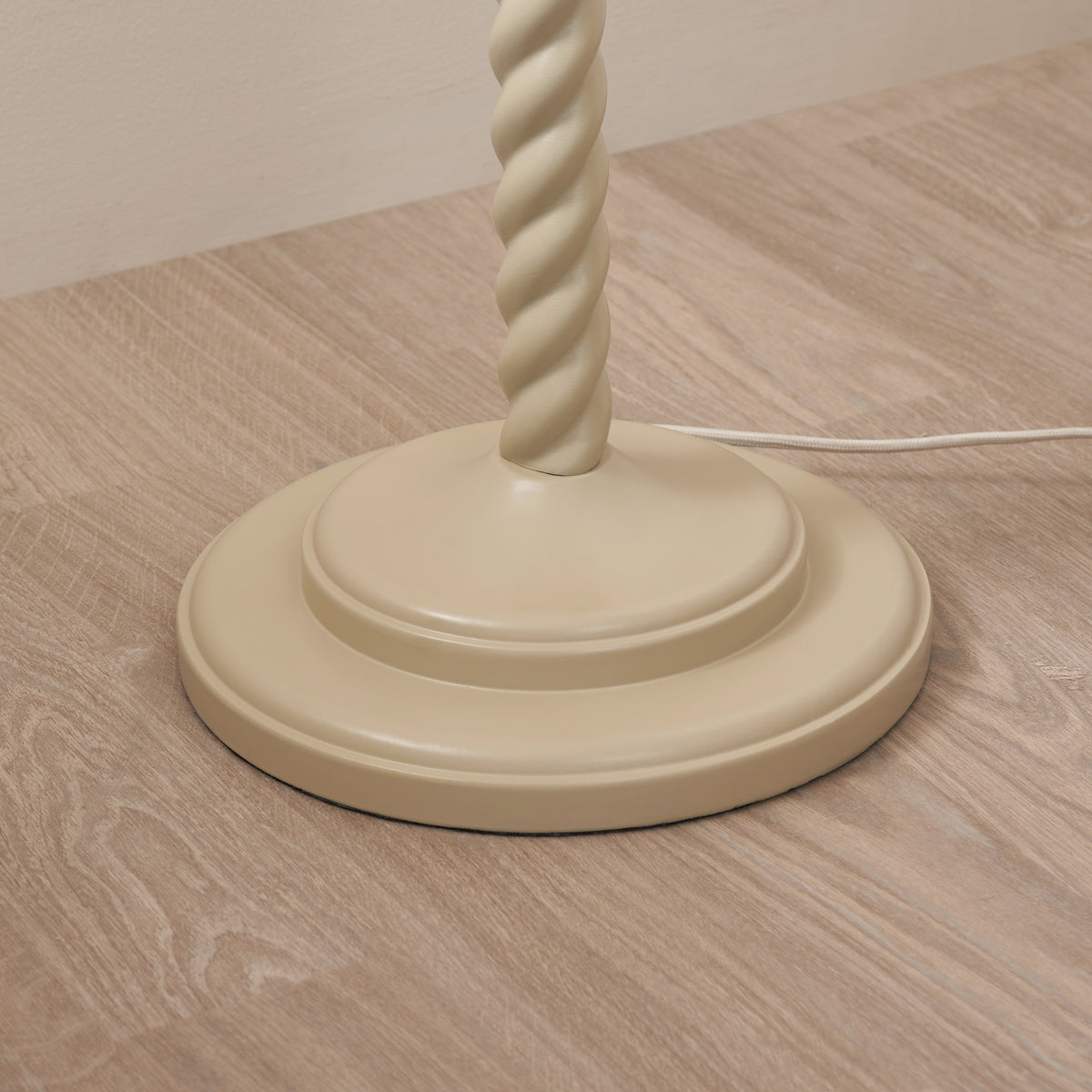 Twist Floor Lamp in Almond White with Natural 40cm Ikat Shade