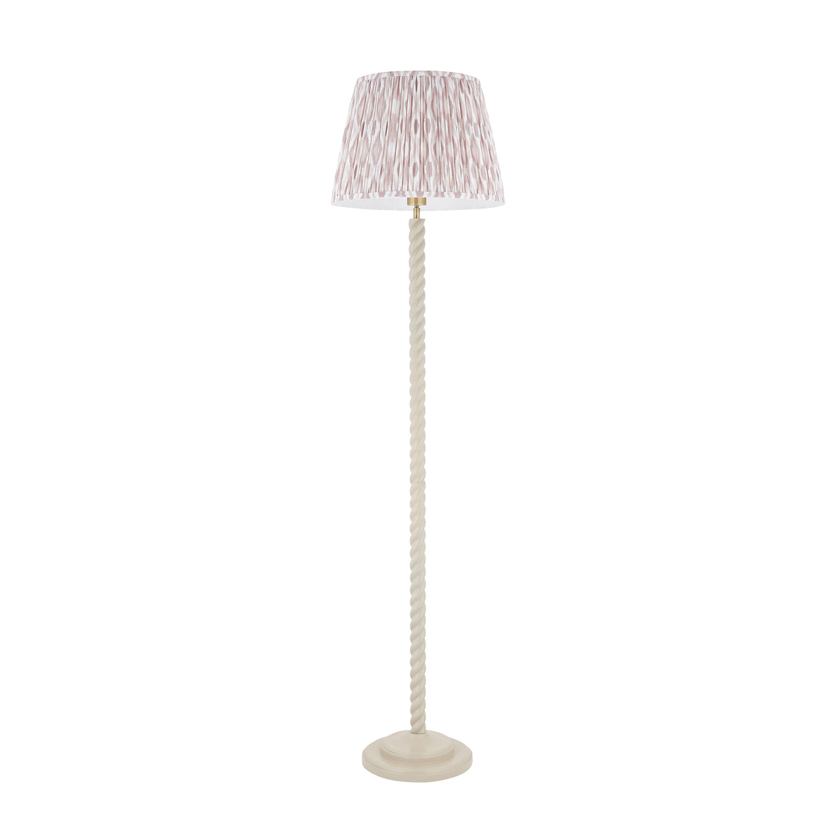 Twist Floor Lamp in Almond White with Natural 40cm Ikat Shade