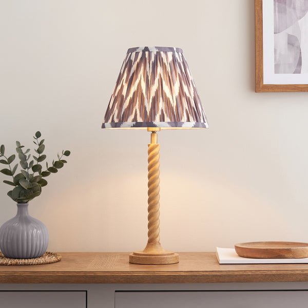Twist Table Lamp with Pearl Grey 25cm Zigzag Shade