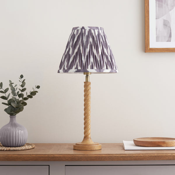 Twist Table Lamp with Pearl Grey 25cm Zigzag Shade