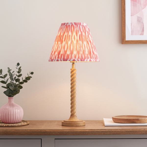 Twist Table Lamp with Coral Pink 25cm Ikat Shade