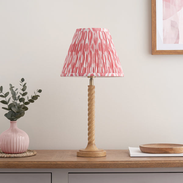Twist Table Lamp with Coral Pink 25cm Ikat Shade