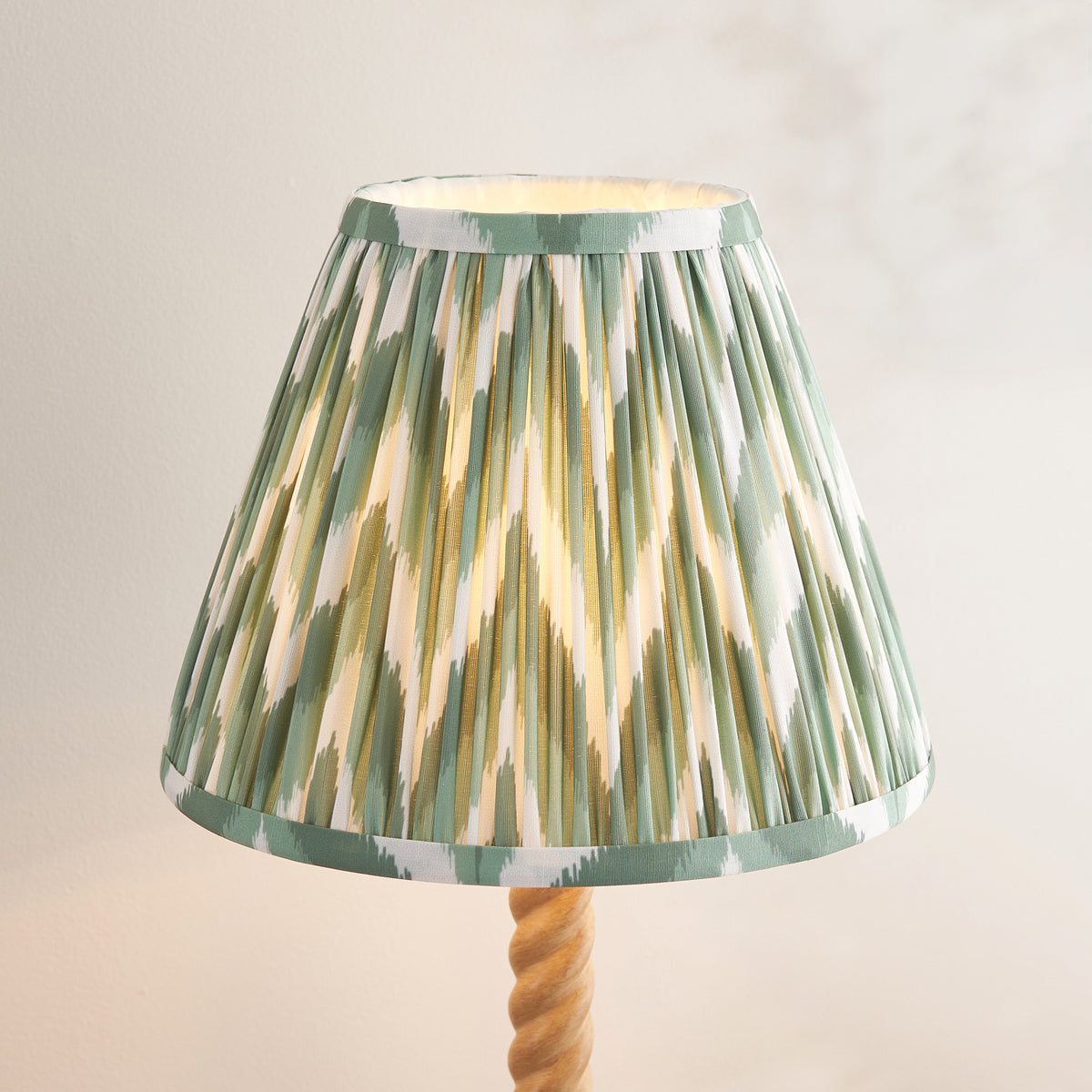 Twist Table Lamp with Cotswold Green 25cm Zigzag Shade