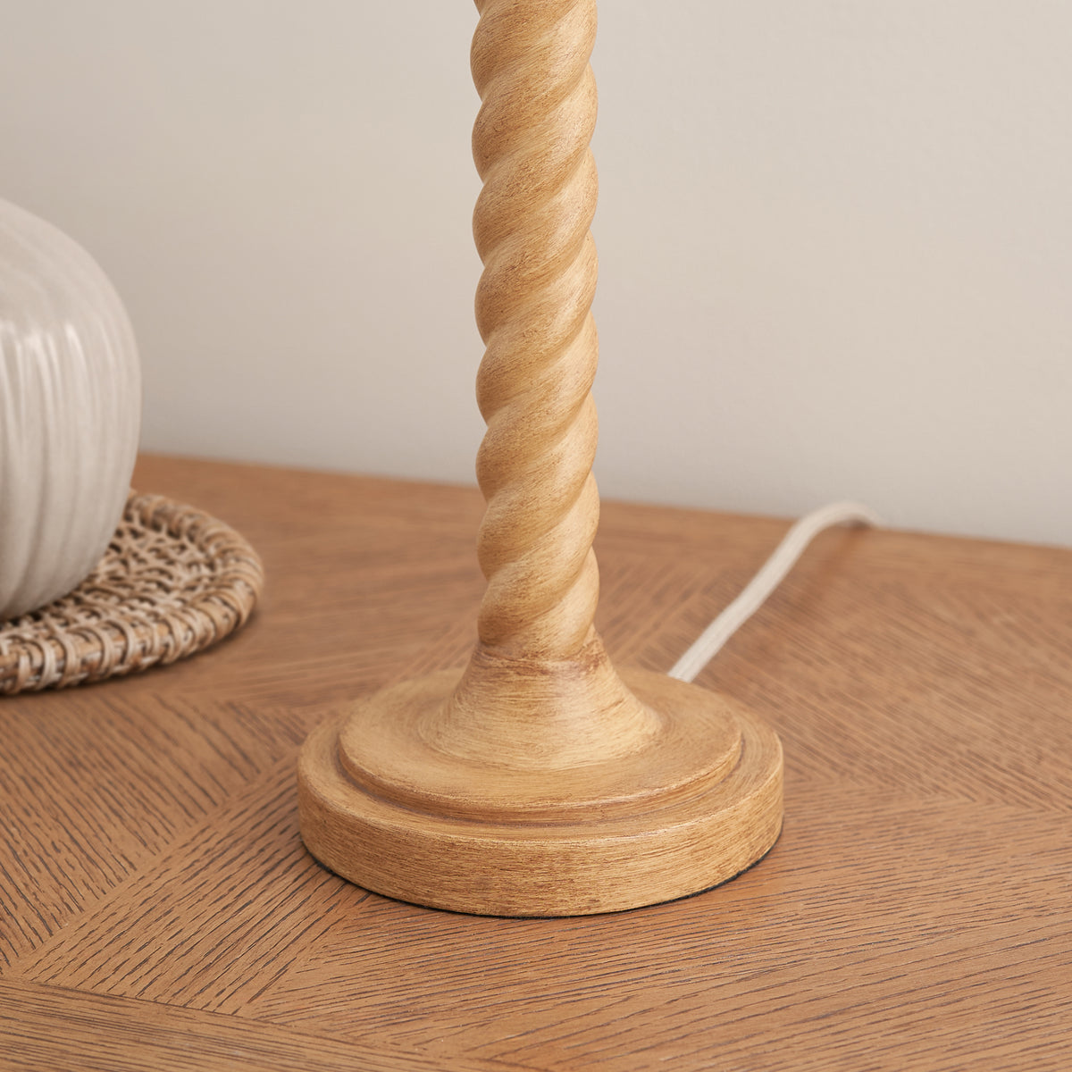 Twist Table Lamp with Cotswold Green 25cm Zigzag Shade
