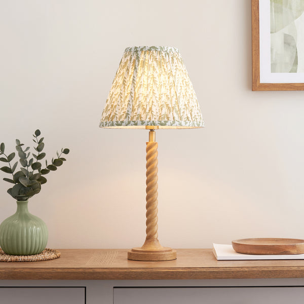 Twist Table Lamp with Herb Garden Green 25cm Leaf Shade