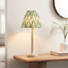 Twist Table Lamp in Satin Almond White with Cotswold Green 25cm Zigzag Shade