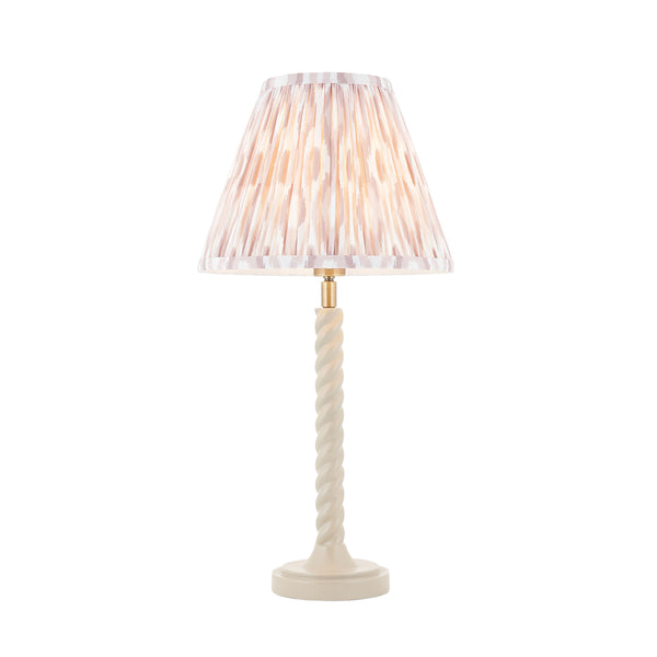 Twist Table Lamp in Satin Almond White with Natural 25cm Ikat Shade