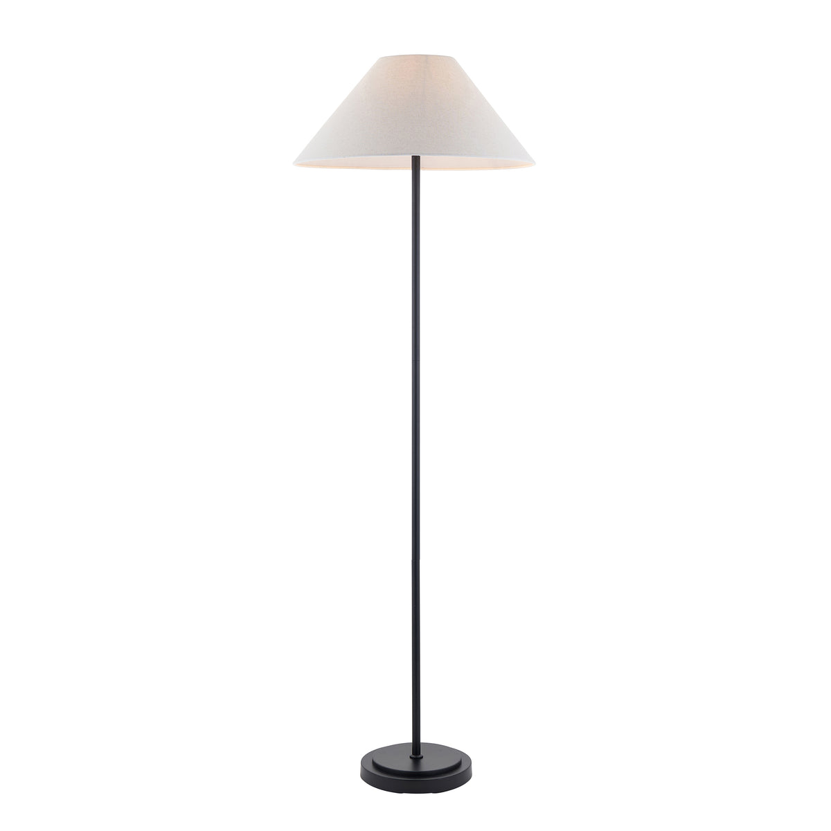 Arlo Floor Lamp in Matt Black with Avalon 52cm Natural Shade