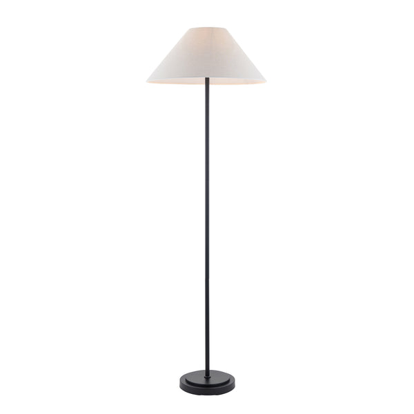Arlo Floor Lamp in Matt Black with Avalon 52cm Natural Shade