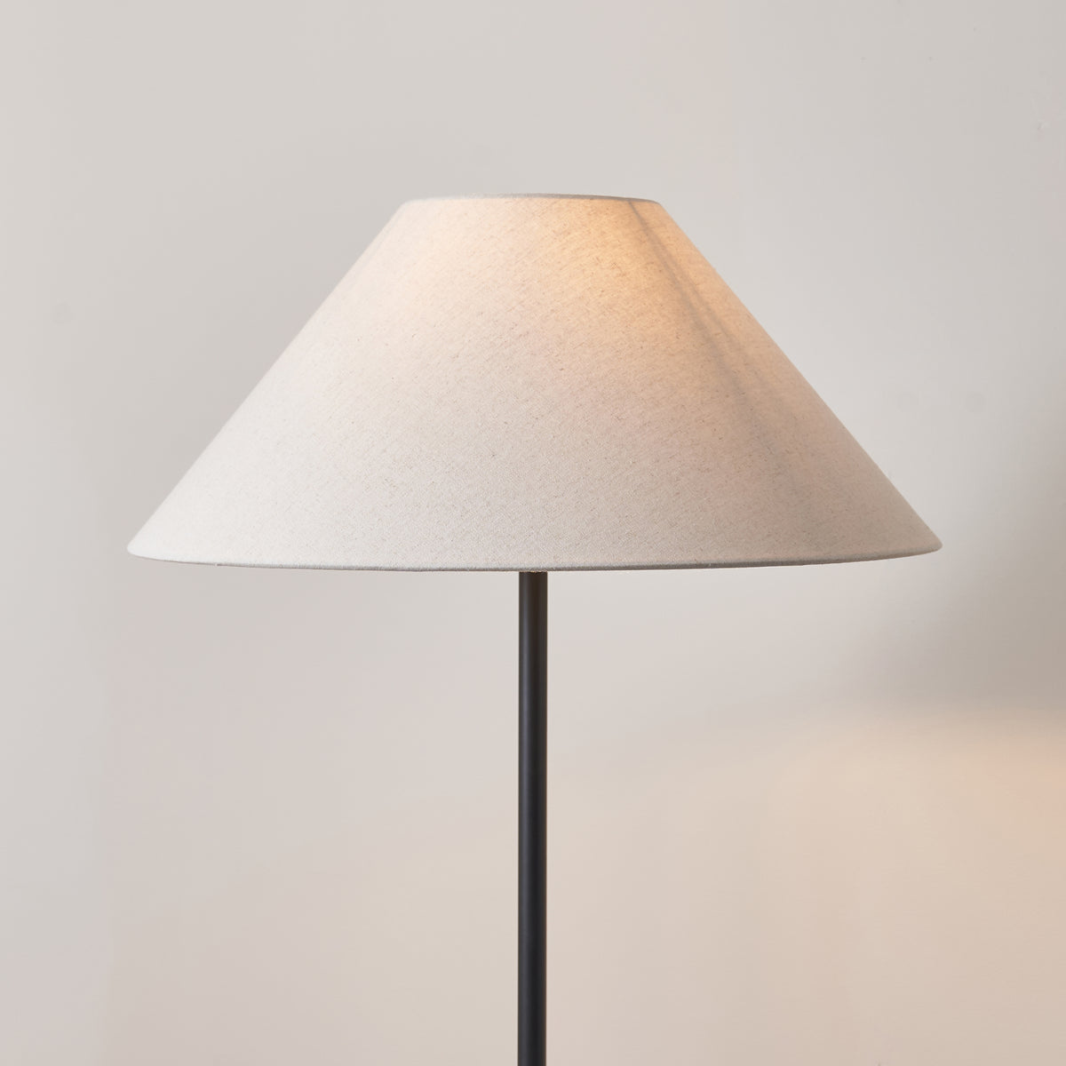 Arlo Floor Lamp in Matt Black with Avalon 52cm Natural Shade