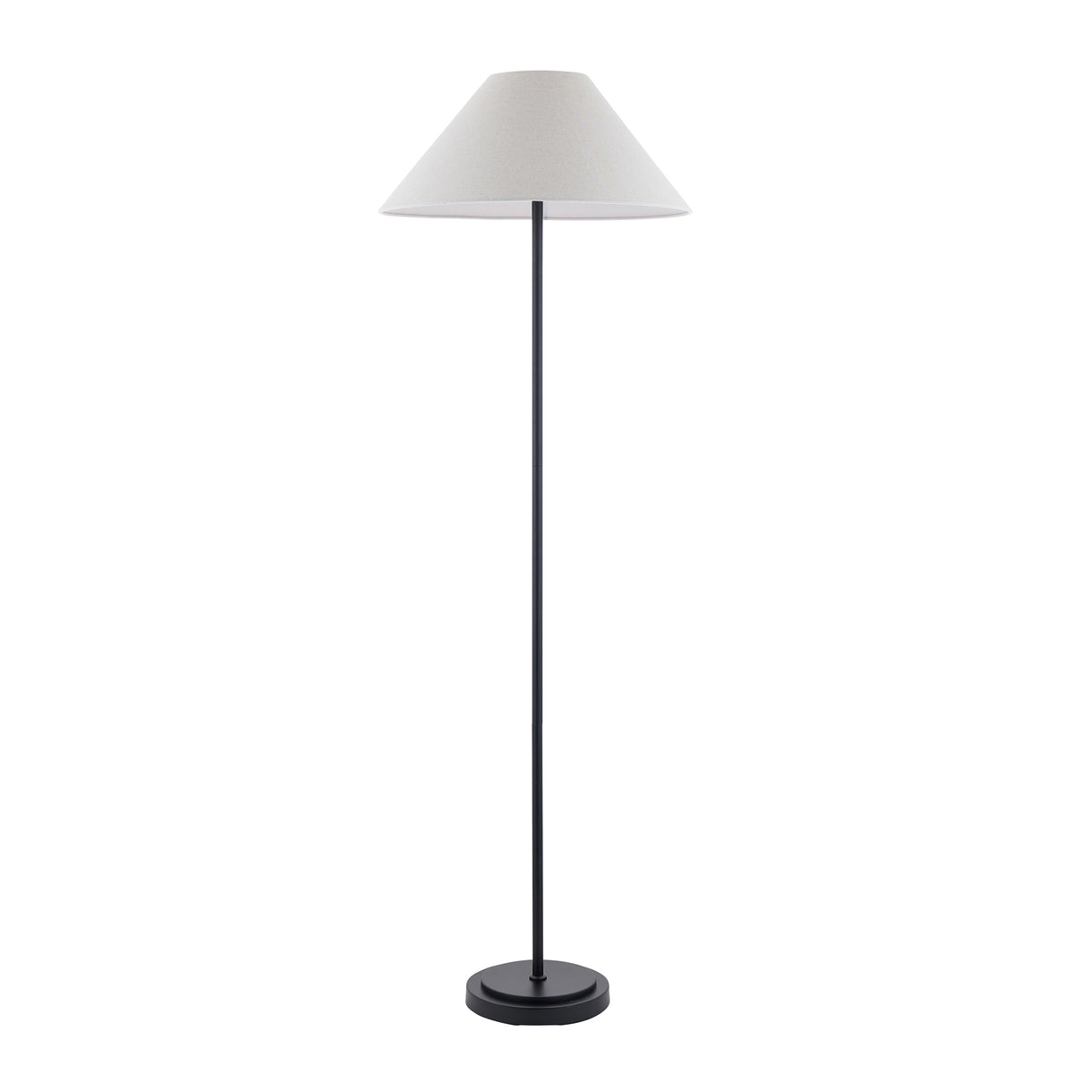 Arlo Floor Lamp in Matt Black with Avalon 52cm Natural Shade