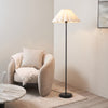 Arlo Floor Lamp in Matt Black with Ayla 53cm Vintage White Scalloped Cotton Shade