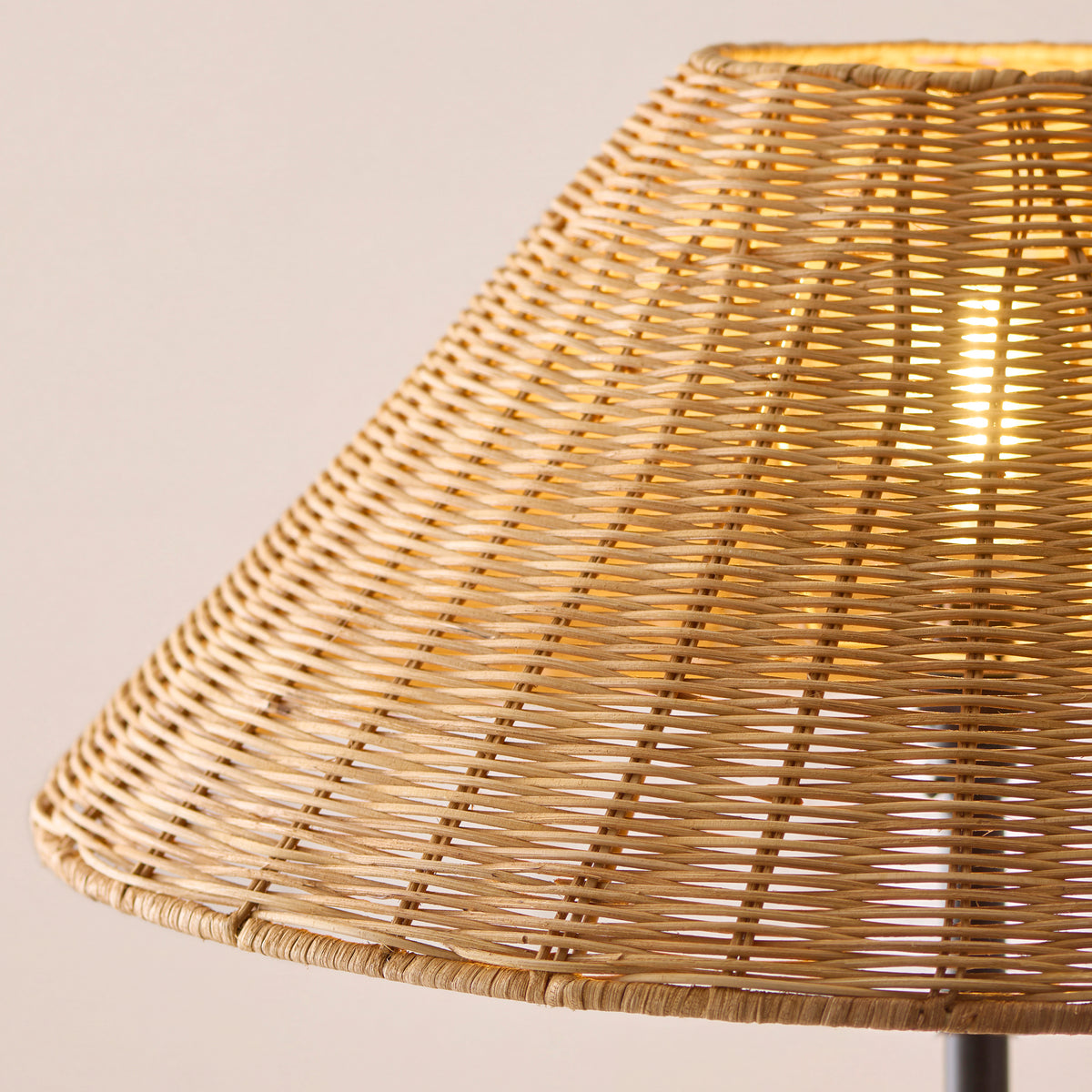 Arlo Floor Lamp in Matt Black with Warm Brown 52cm Rattan Shade