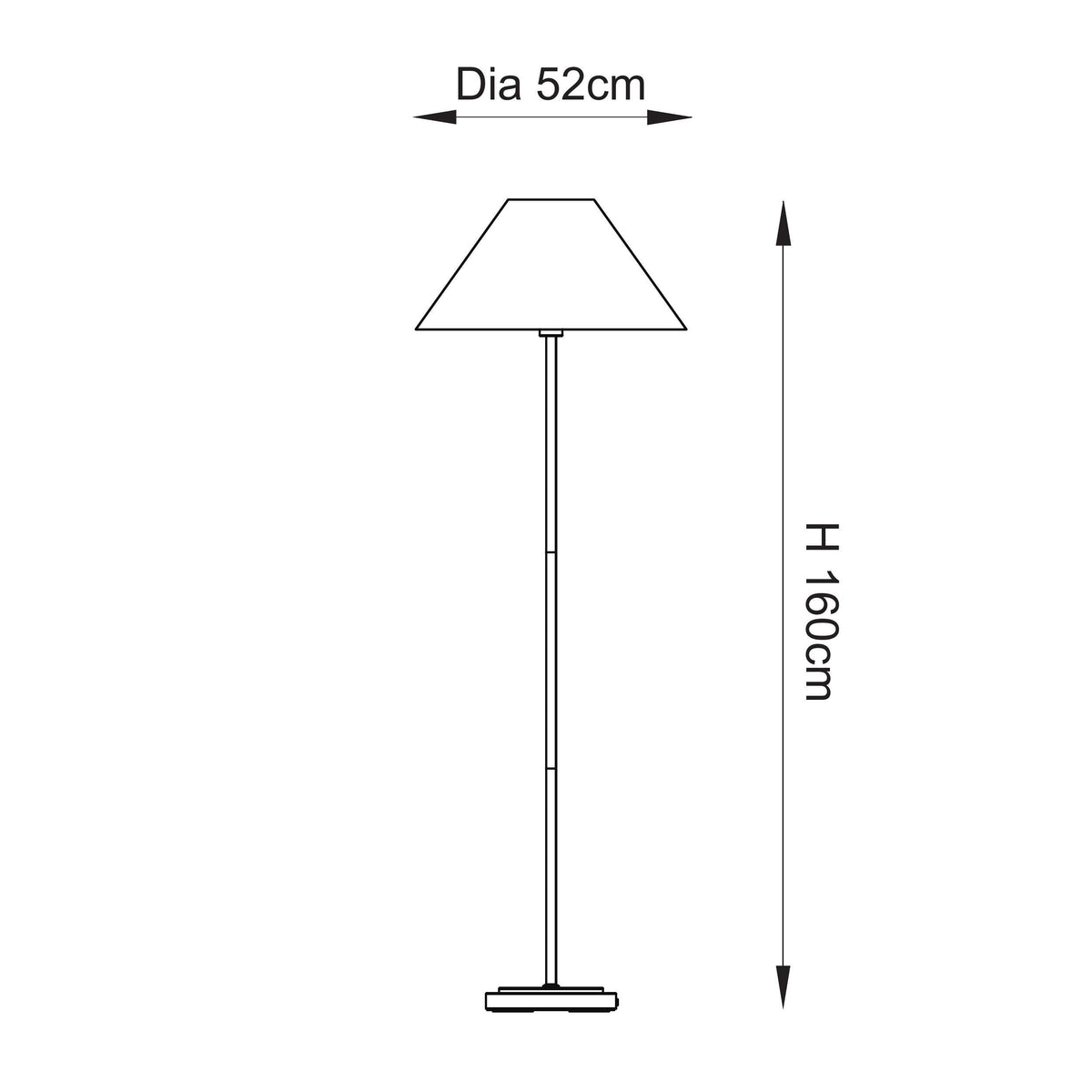 Arlo Floor Lamp in Matt Black with Warm Brown 52cm Rattan Shade