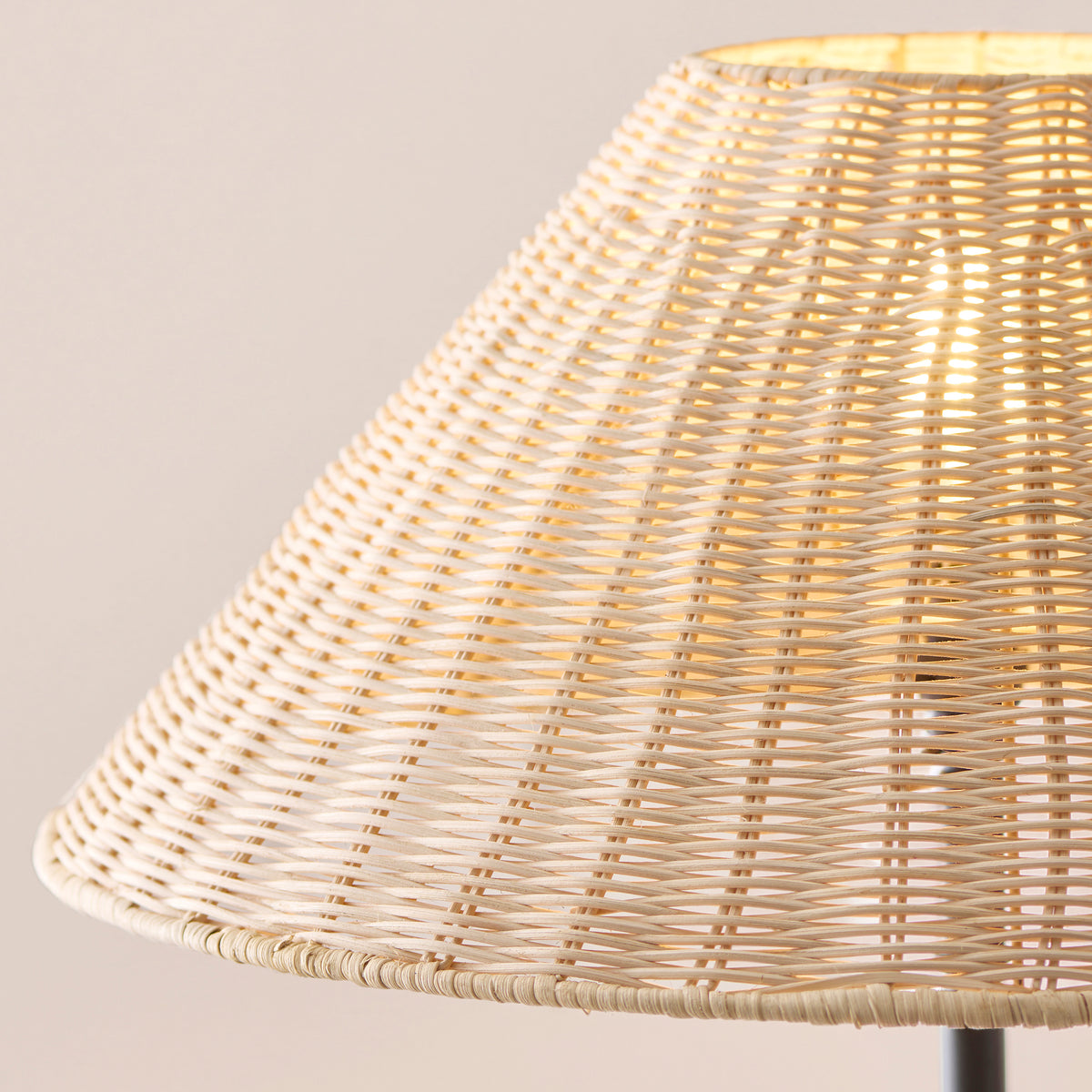 Arlo Floor Lamp in Matt Black with Natural 52cm Rattan Shade
