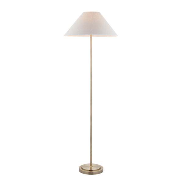 Arlo Floor Lamp in Antique Brass with Avalon 52cm Natural Shade