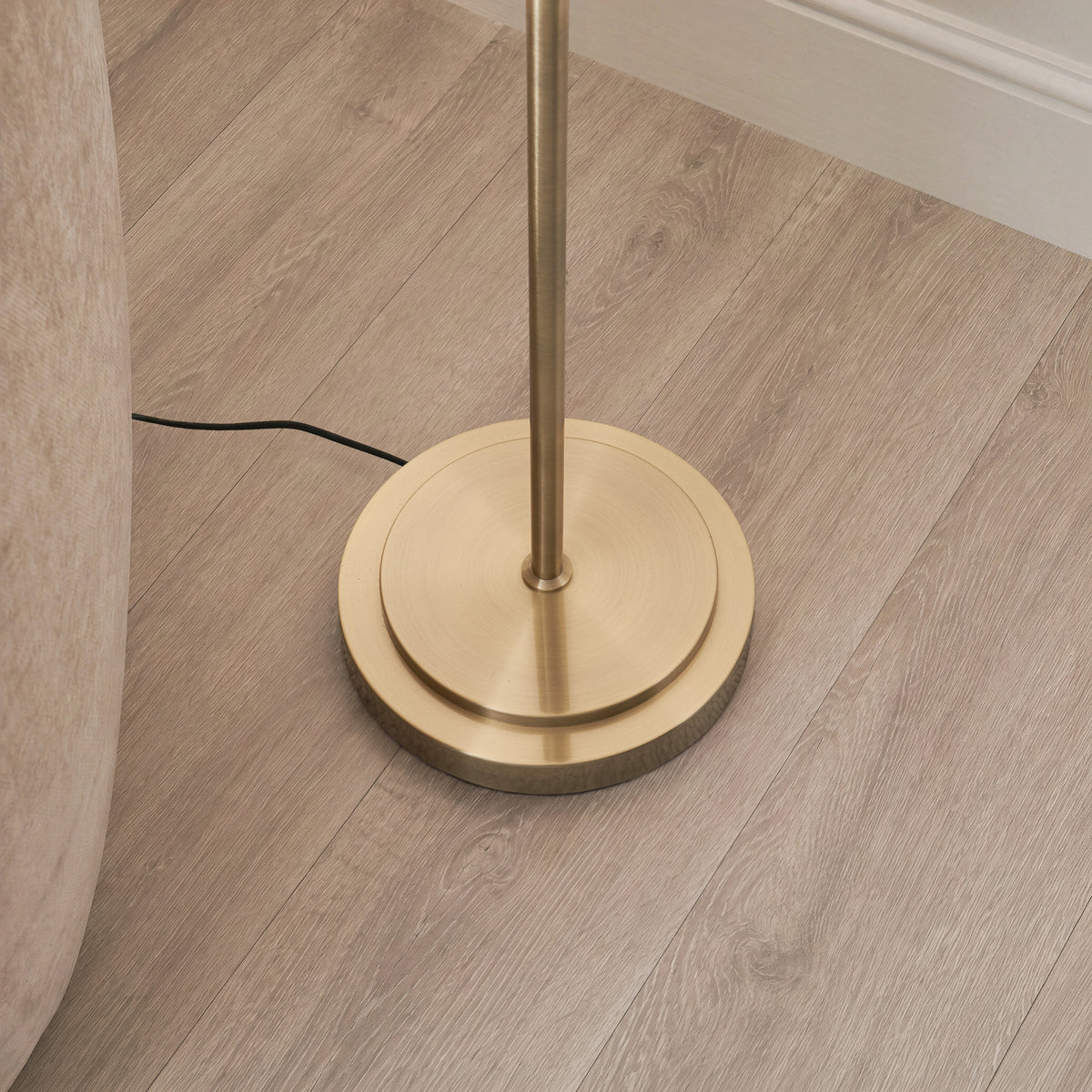 Arlo Floor Lamp in Antique Brass with Avalon 52cm Natural Shade
