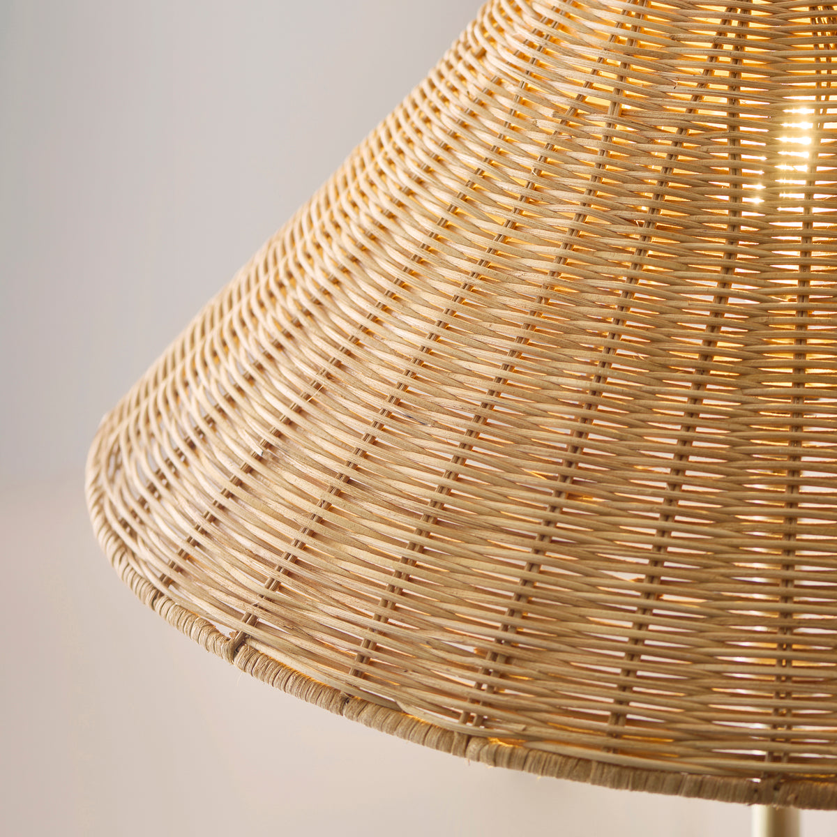 Arlo Floor Lamp in Antique Brass with Warm Brown 52cm Rattan Shade