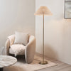 Arlo Floor Lamp in Antique Brass with Natural 52cm Rattan Shade