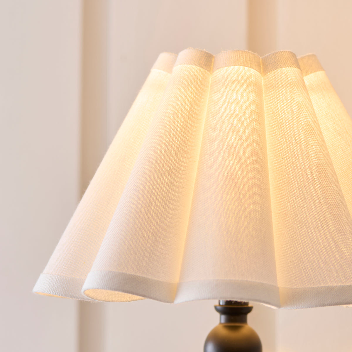 Sylvie Wall Light in Matt Black with Vintage White Cotton Fabric Shade