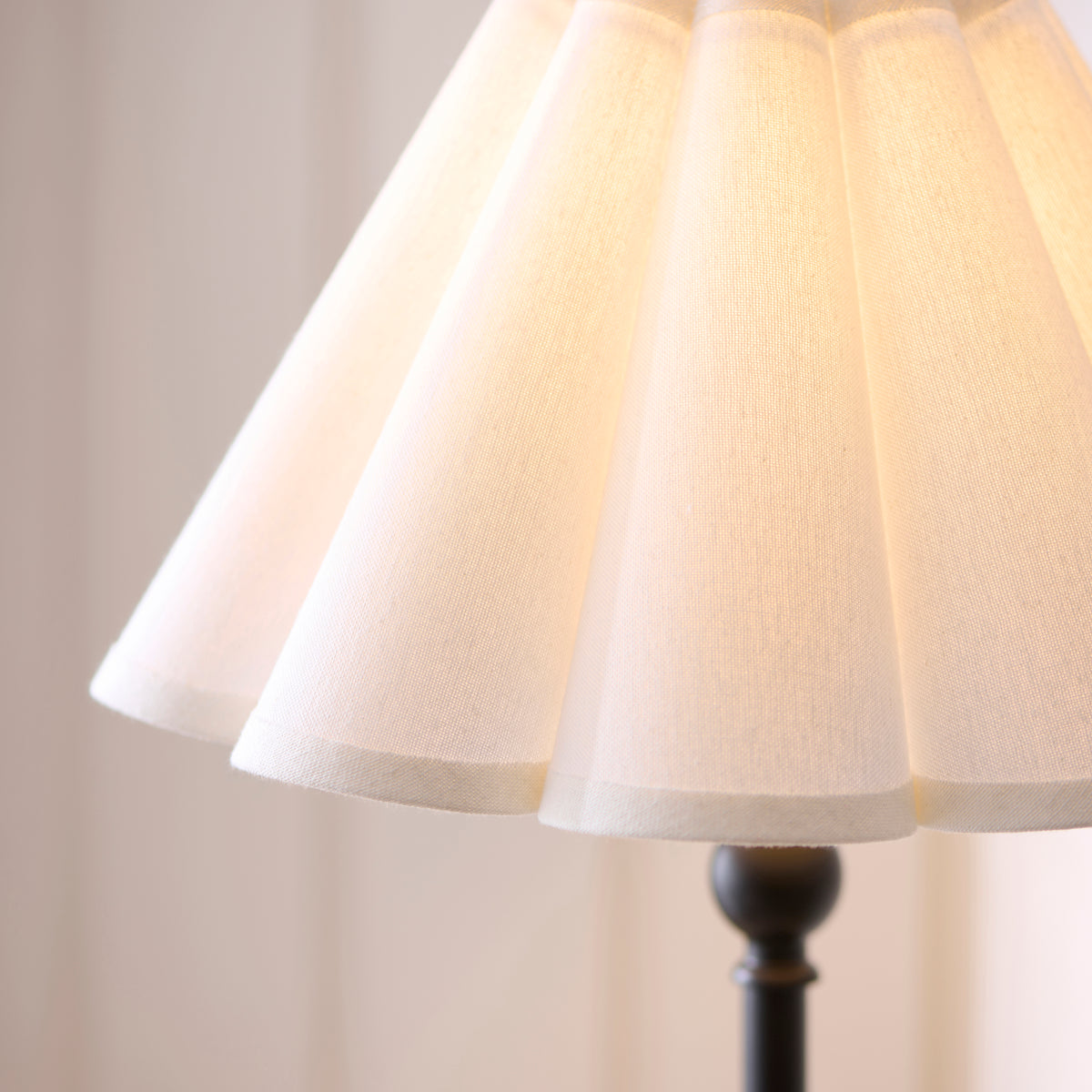 Sylvie Table Lamp in Matt Black with Vintage White Cotton Fabric Shade