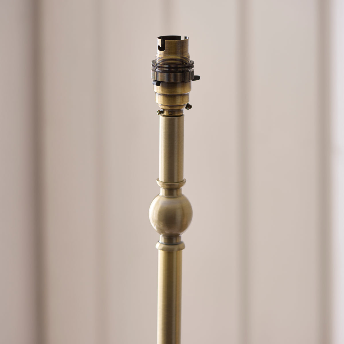 Sylvie Table Lamp in Antique Brass with Vintage White Cotton Fabric Shade