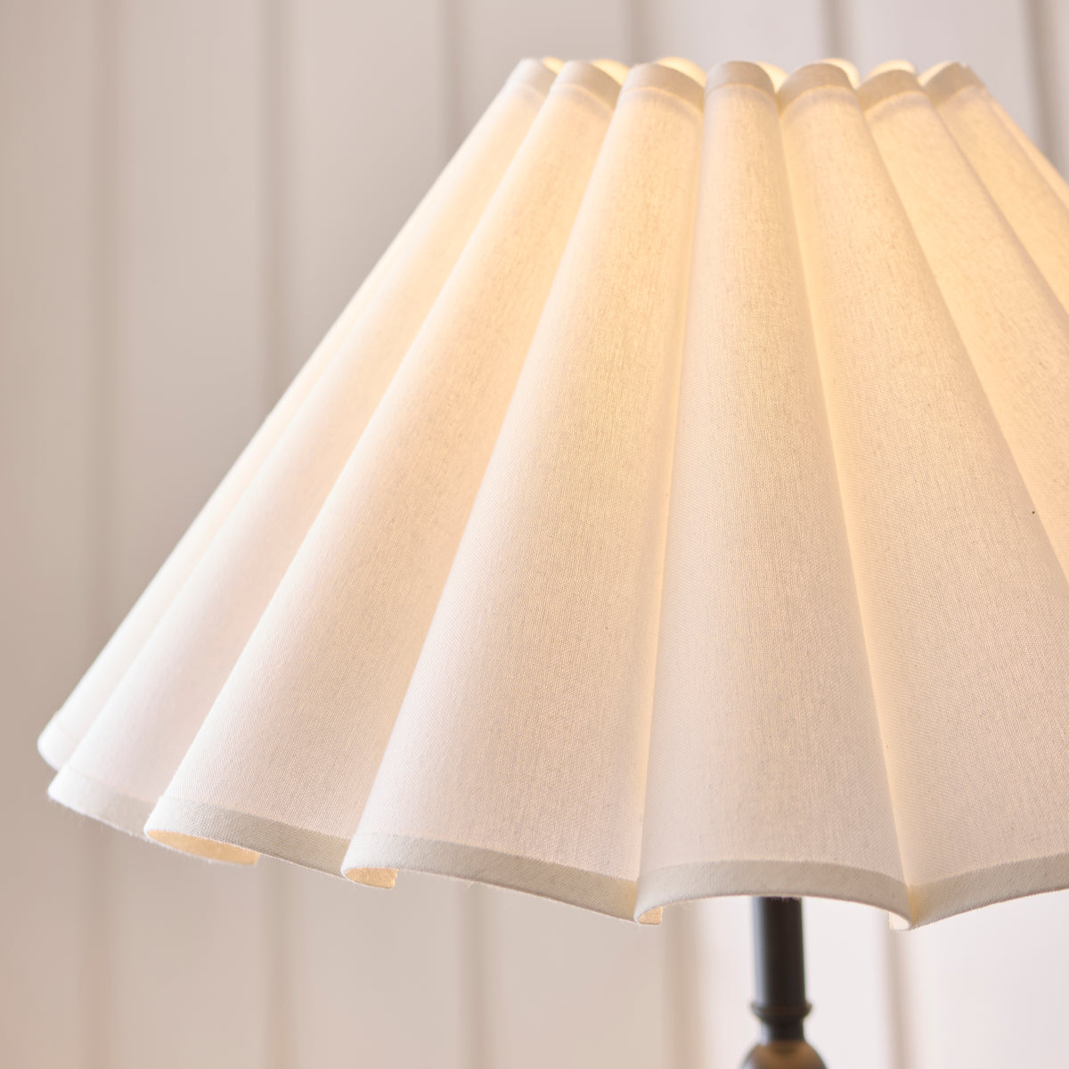Sylvie Floor Lamp in Matt Black with Vintage White Cotton Fabric Shade