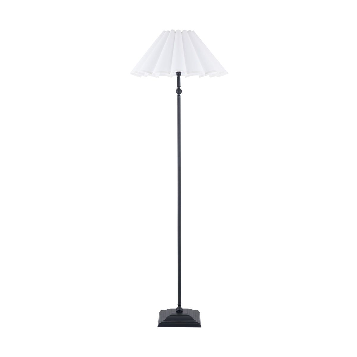 Sylvie Floor Lamp in Matt Black with Vintage White Cotton Fabric Shade