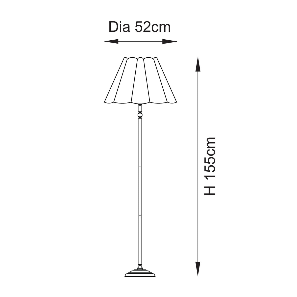 Sylvie Floor Lamp in Antique Brass with Vintage White Cotton Fabric Shade