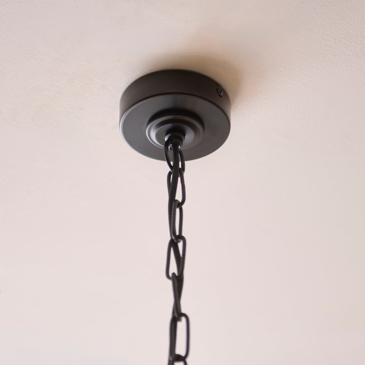 Sylvie Five Light Pendant Chandelier in Matt Black with Vintage White Shades