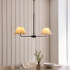Sylvie Two Light Linear Pendant in Matt Black with Vintage White Shades