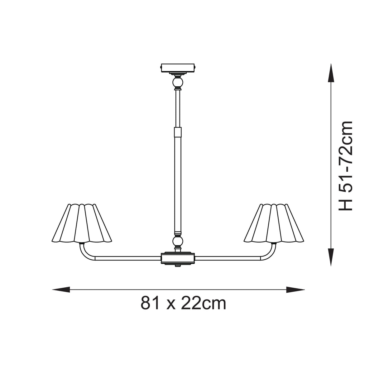 Sylvie Two Light Linear Pendant in Matt Black with Vintage White Shades