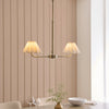 Sylvie Two Light Linear Pendant in Antique Brass with Vintage White Shades