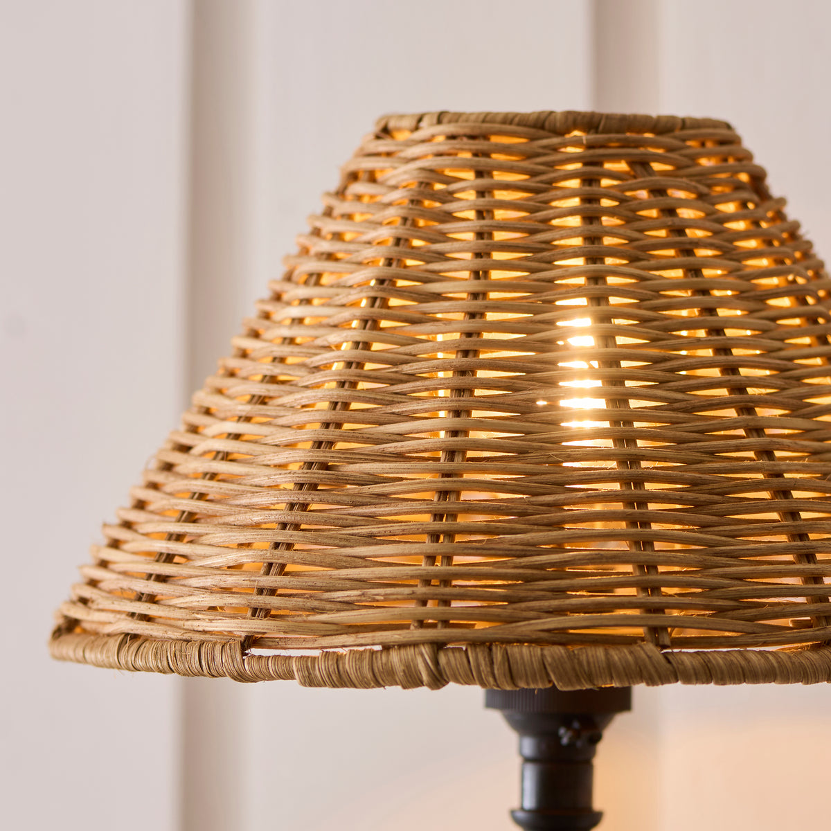 Jericho Wall Light in Matt Black with Warm Brown Rattan Shade