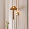 Jericho Wall Light in Antique Brass with Warm Brown Rattan Shade