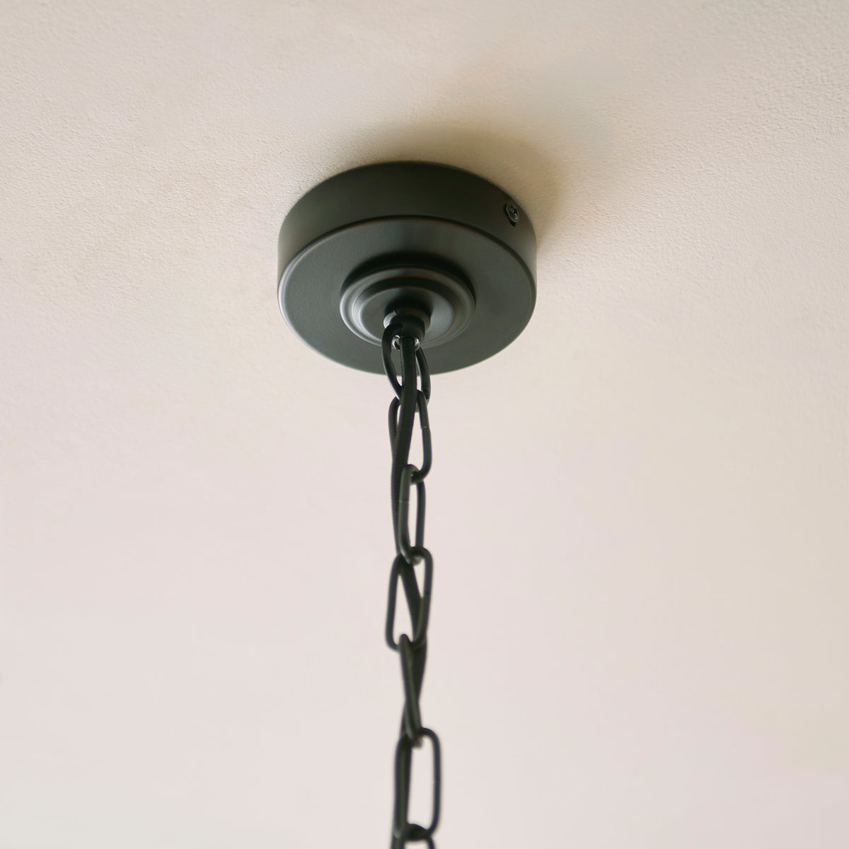 Jericho Five Light Pendant Chandelier in Matt Black with Warm Brown Rattan Shades